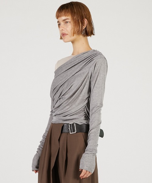 PRANK PROJECT（プランクプロジェクト）の「ウールブレンドジャージトップ / Wool Blend Jersey Top（その他トップス・レディース・ホワイト/チャコールグレー/グレー・FREE）」の8枚目の写真