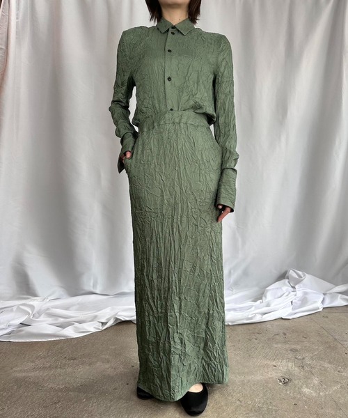 G.V.G.V.（ジーヴィージーヴィー）の「WRINKLE SATIN SKIRT（スカート・レディース・セージグリーン/ブラック・36/38）」の12枚目の写真