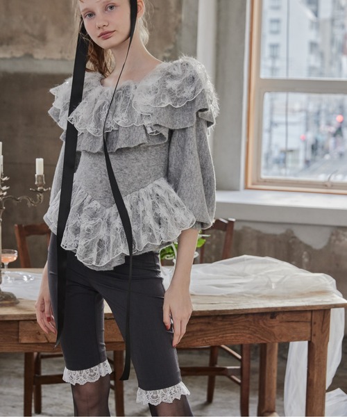 etre loin(エトルワン)の「Hem lace sabrina pants(その他パンツ・レディース・グレー/ブラック/ブラウン・M)」の1枚目の写真