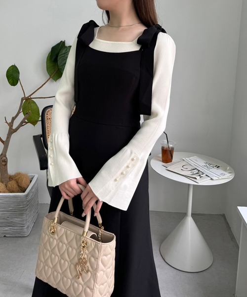 one after another NICE CLAUP（ワンアフターアナザーナイスクラップ）の「【WEB限定商品】マイナス5キロ見え/バックレースアップキャミワンピース（ワンピース・レディース・ベージュ系その他/グレー/ブラック系その他/ブラック・MEDIUM/LARGE）」の15枚目の写真