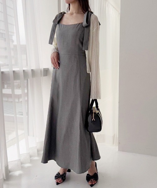 one after another NICE CLAUP（ワンアフターアナザーナイスクラップ）の「【WEB限定商品】マイナス5キロ見え/バックレースアップキャミワンピース（ワンピース・レディース・ベージュ系その他/グレー/ブラック系その他/ブラック・MEDIUM/LARGE）」の16枚目の写真