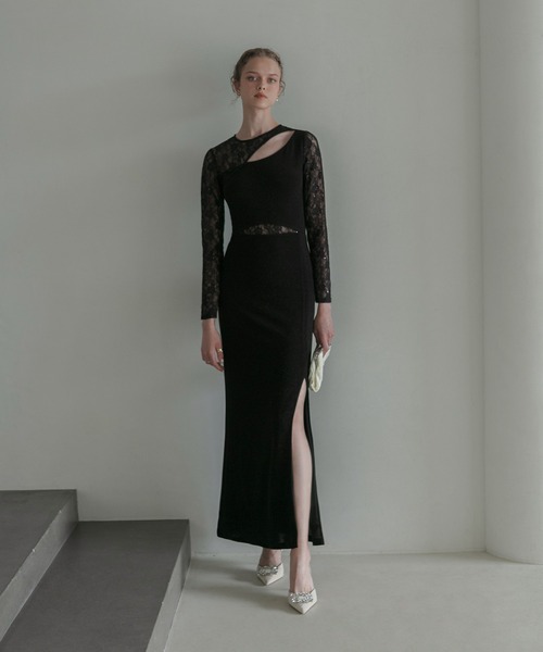 セール】【LEJA LUXE】アシンメトリーレーススリムフィットⅠライン