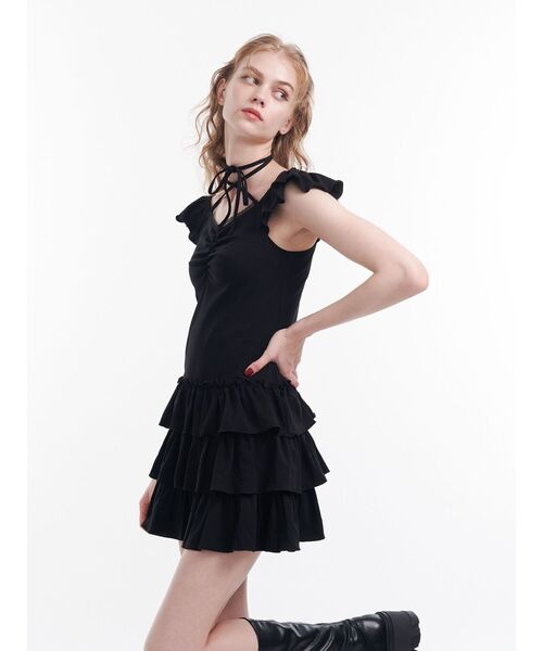 jouetie（ジュエティ）の「フレンチスリーブフリルワンピース（ワンピース・レディース・ブラック/グレー/ブルー・MEDIUM）」の7枚目の写真