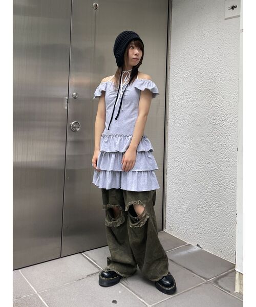 jouetie（ジュエティ）の「フレンチスリーブフリルワンピース（ワンピース・レディース・ブラック/グレー/ブルー・MEDIUM）」の19枚目の写真