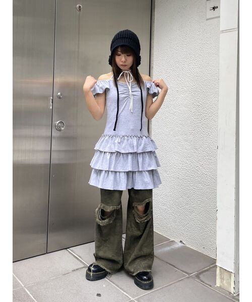 jouetie（ジュエティ）の「フレンチスリーブフリルワンピース（ワンピース・レディース・ブラック/グレー/ブルー・MEDIUM）」の20枚目の写真