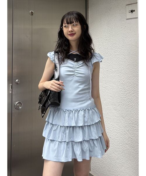 jouetie（ジュエティ）の「フレンチスリーブフリルワンピース（ワンピース・レディース・ブラック/グレー/ブルー・MEDIUM）」の13枚目の写真