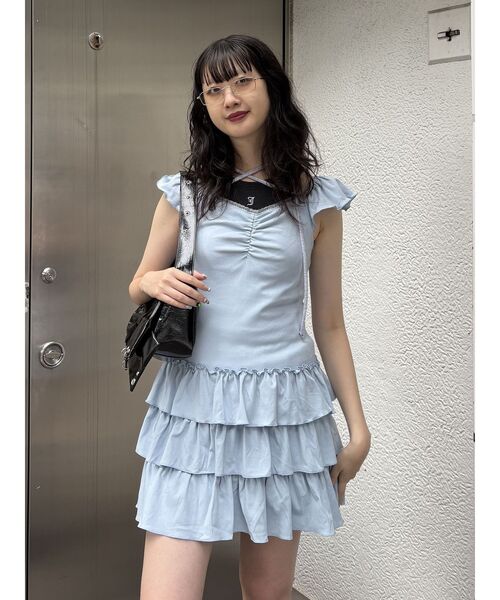 jouetie（ジュエティ）の「フレンチスリーブフリルワンピース（ワンピース・レディース・ブラック/グレー/ブルー・MEDIUM）」の14枚目の写真