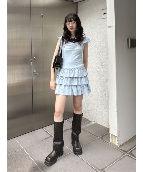 jouetie（ジュエティ）の「フレンチスリーブフリルワンピース（ワンピース・レディース・ブラック/グレー/ブルー・MEDIUM）」の15枚目の写真