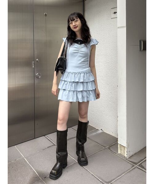 jouetie（ジュエティ）の「フレンチスリーブフリルワンピース（ワンピース・レディース・ブラック/グレー/ブルー・MEDIUM）」の6枚目の写真