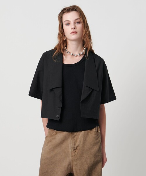 ASTRAET（アストラット）の「＜ASTRAET＞ラペル ショートスリーブシャツ②（シャツ/ブラウス・レディース・ダークブラウン/ブラック・FREE）」の2枚目の写真