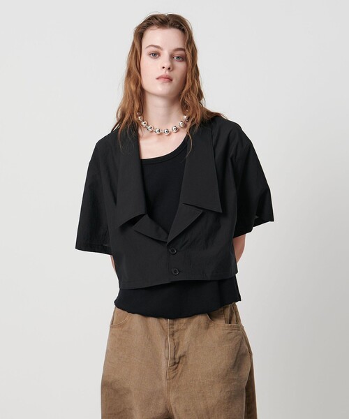 ASTRAET（アストラット）の「＜ASTRAET＞ラペル ショートスリーブシャツ②（シャツ/ブラウス・レディース・ダークブラウン/ブラック・FREE）」の7枚目の写真