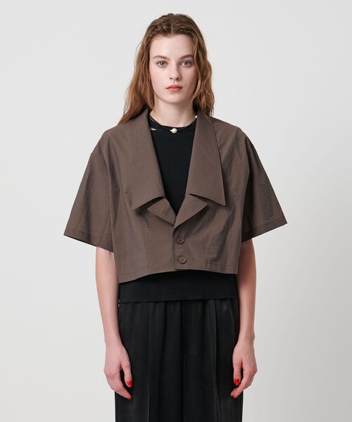 ASTRAET（アストラット）の「＜ASTRAET＞ラペル ショートスリーブシャツ②（シャツ/ブラウス・レディース・ダークブラウン/ブラック・FREE）」の10枚目の写真