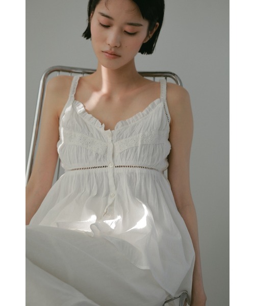 CASA FLINE（カーサフライン）の「【OC】オーガニックコットンレースキャミソール（シャツ/ブラウス・レディース・ホワイト/ネイビー/サックスブルー・FREE）」の5枚目の写真