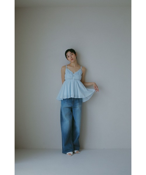 CASA FLINE（カーサフライン）の「【OC】オーガニックコットンレースキャミソール（シャツ/ブラウス・レディース・ホワイト/ネイビー/サックスブルー・FREE）」の10枚目の写真