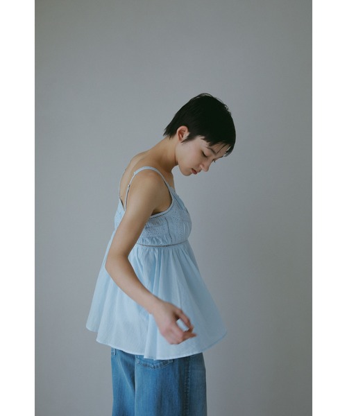 CASA FLINE（カーサフライン）の「【OC】オーガニックコットンレースキャミソール（シャツ/ブラウス・レディース・ホワイト/ネイビー/サックスブルー・FREE）」の12枚目の写真