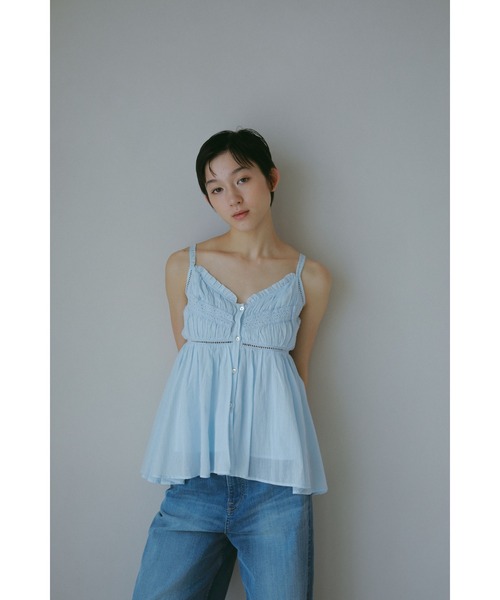 CASA FLINE（カーサフライン）の「【OC】オーガニックコットンレースキャミソール（シャツ/ブラウス・レディース・ホワイト/ネイビー/サックスブルー・FREE）」の13枚目の写真