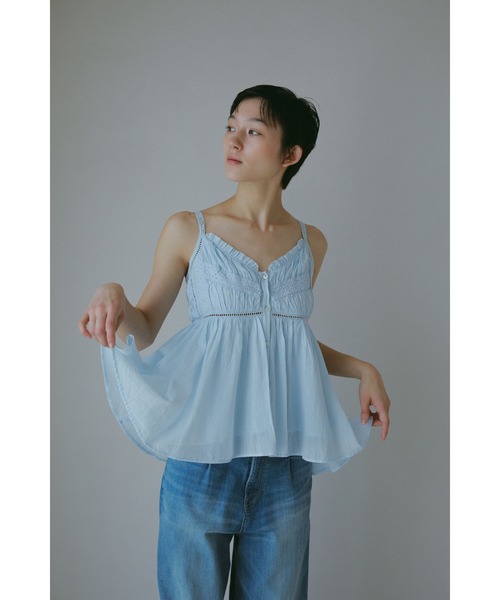 CASA FLINE（カーサフライン）の「【OC】オーガニックコットンレースキャミソール（シャツ/ブラウス・レディース・ホワイト/ネイビー/サックスブルー・FREE）」の14枚目の写真