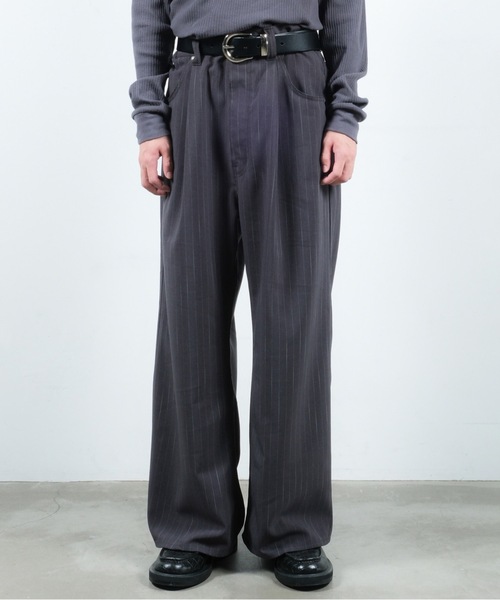 JIEDA（ジエダ）の「STRIPE WIDE ONE TUCK PANTS（スラックス）」 - WEAR