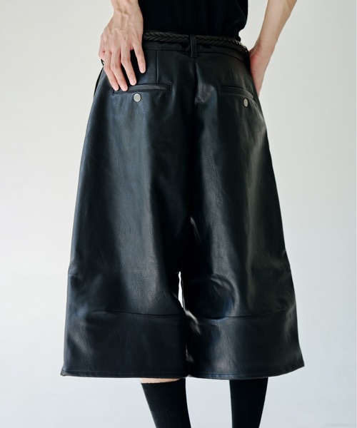 【。。】Camphor wood カモレザーダブルニーバギーパンツ Camphor wood（カンファーウッド）の「camo/leather docking