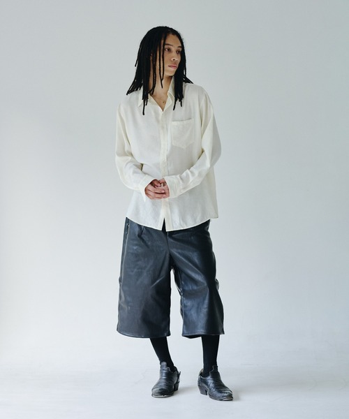 wide baggy PU-leather shorts / ワイドバギーPUレザーショーツ