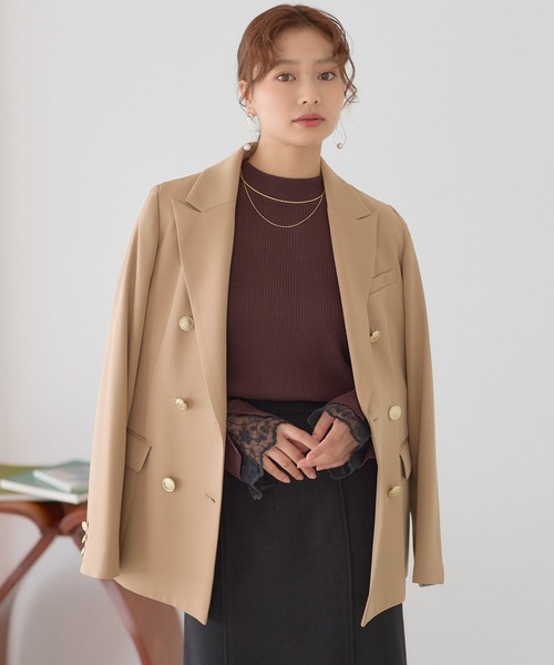 Andemiu（アンデミュウ）の「【新色ブラックWEB限定登場】キンボタンジャケット579802（テーラードジャケット・レディース・アイボリー/ネイビー/ベージュ/ブラウン/ブラック・FREE）」の4枚目の写真