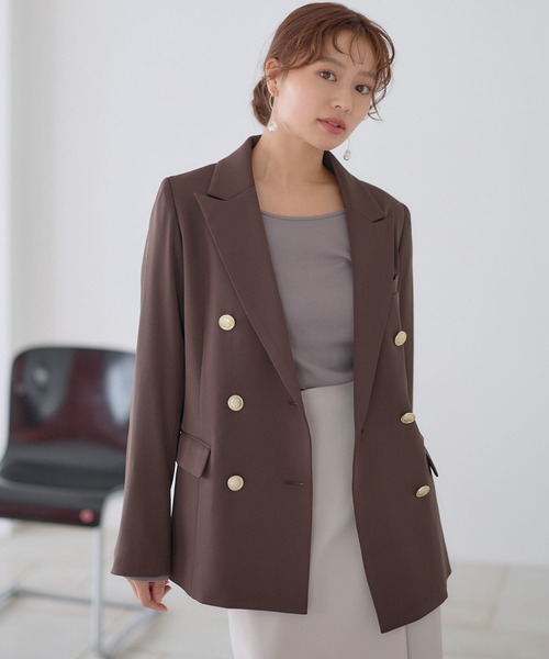 Andemiu（アンデミュウ）の「【新色ブラックWEB限定登場】キンボタンジャケット579802（テーラードジャケット・レディース・アイボリー/ネイビー/ベージュ/ブラウン/ブラック・FREE）」の3枚目の写真