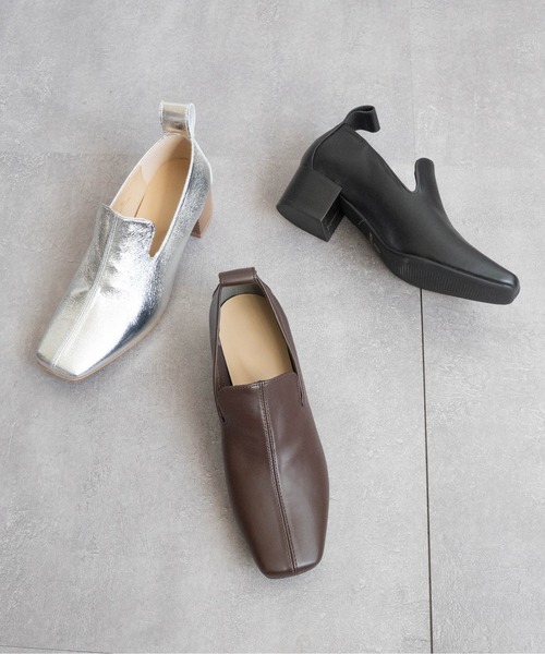 Fabby fabby(ファビィーファビィー)の「スクエアーオニグリヒールパンプス(パンプス・レディース・ブラック/ブラウン/シルバー・LARGE/MEDIUM/SMALL)」の4枚目の写真
