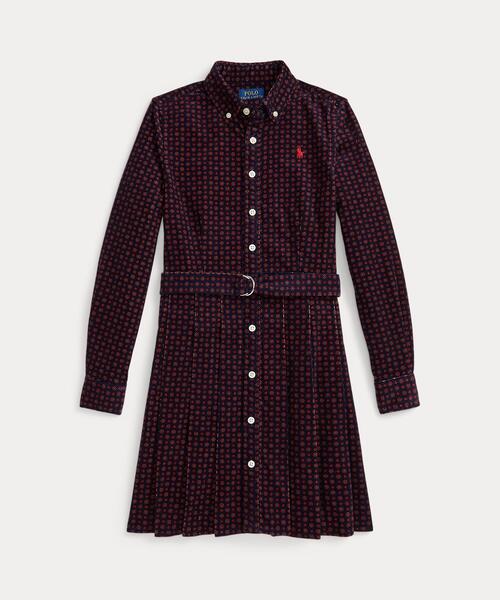 セール】ベルテッド コーデュロイ シャツドレス（シャツワンピース