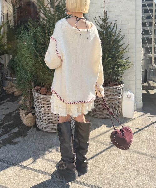 w closet（ダブルクローゼット）の「【25AW】フリルミニティアードスカパン（スカート・レディース・オフホワイト/アイボリー/ブラック・FREE）」の10枚目の写真