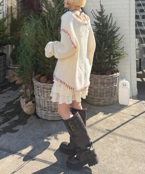 w closet（ダブルクローゼット）の「【25AW】フリルミニティアードスカパン（スカート・レディース・オフホワイト/アイボリー/ブラック・FREE）」の11枚目の写真