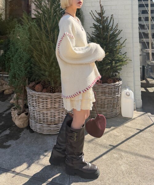 w closet（ダブルクローゼット）の「【25AW】フリルミニティアードスカパン（スカート・レディース・オフホワイト/アイボリー/ブラック・FREE）」の12枚目の写真