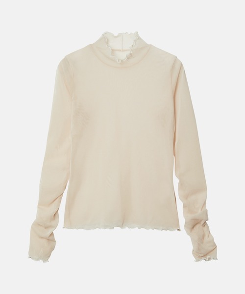フィットハイネックチュールトップ / Fitted High-neck Tulle Top