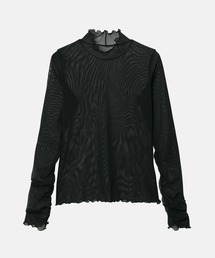 LE CIEL BLEU（ルシェルブルー）の「フィットハイネックチュールトップ / Fitted High-neck Tulle Top（Tシャツ/カットソー）」
