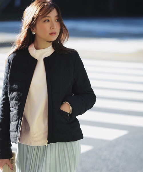 ANYSIS 【2WAY】ツイードノーカラー ダウンジャケット 2WAY】ツイードノーカラー ダウンジャケット（ダウンジャケット/コート