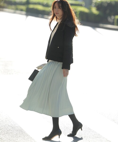 2WAY】ツイードノーカラー ダウンジャケット（ダウンジャケット/コート