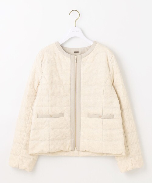 2WAY】ツイードノーカラー ダウンジャケット（ダウンジャケット/コート