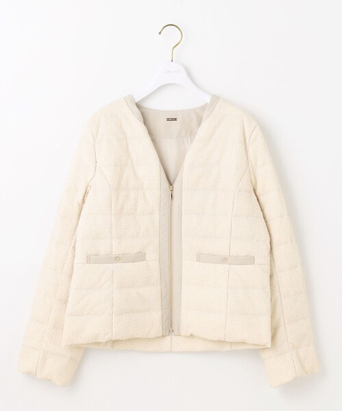 2WAY】ツイードノーカラー ダウンジャケット（ダウンジャケット/コート