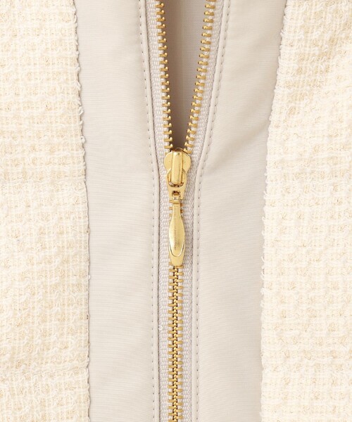 2WAY】ツイードノーカラー ダウンジャケット（ダウンジャケット/コート