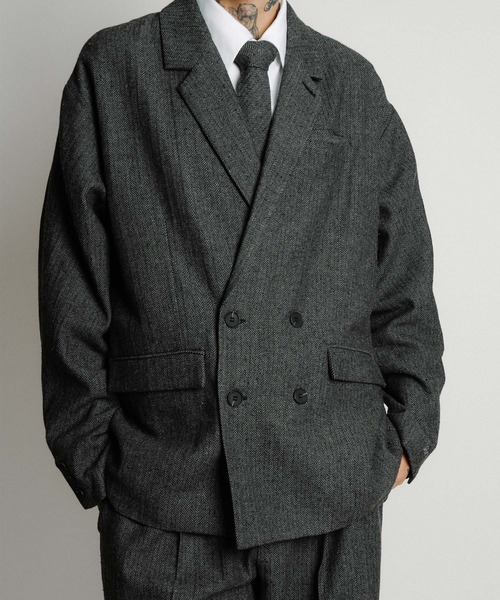 Subciety（サブサエティ）の「Herringbone double tailored jkt（テーラードジャケット・メンズ・ブラウン/グレー/ブラック・X-LARGE/LARGE/MEDIUM/SMALL）」の22枚目の写真