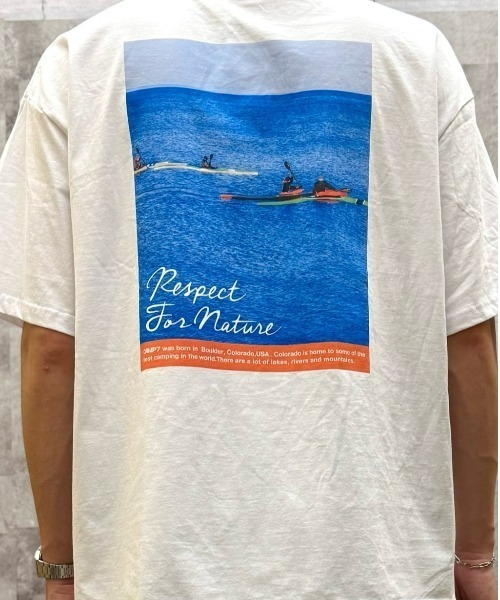 CAMP7（キャンプセブン）の「【接触冷感】【CAMP7】バックフォトプリントＴシャツ / エコ素材（Tシャツ/カットソー・メンズ・ホワイト/ブラック・L/XL/M）」の14枚目の写真