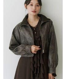 MERCURYDUO | フェイクレザークロップドブルゾン(ブルゾン)