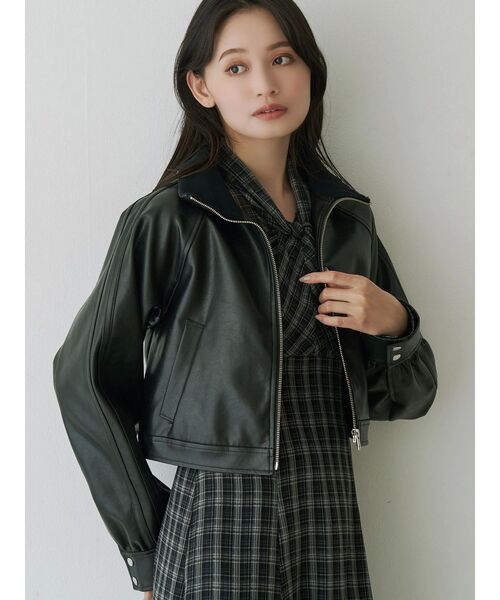 セール】フェイクレザークロップドブルゾン（ブルゾン）｜MERCURYDUO