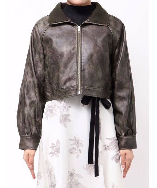 MERCURYDUO(マーキュリーデュオ)の「フェイクレザークロップドブルゾン(ブルゾン・レディース・ブラック/ブラウン・FREE)」の12枚目の写真