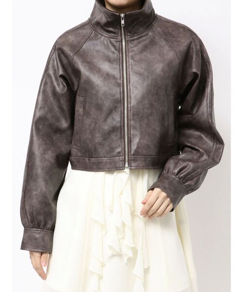 MERCURYDUO(マーキュリーデュオ)の「フェイクレザークロップドブルゾン(ブルゾン・レディース・ブラック/ブラウン・FREE)」の16枚目の写真