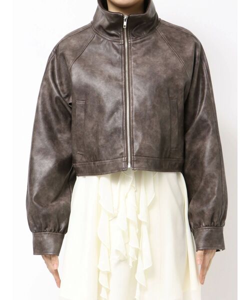 MERCURYDUO(マーキュリーデュオ)の「フェイクレザークロップドブルゾン(ブルゾン・レディース・ブラック/ブラウン・FREE)」の17枚目の写真