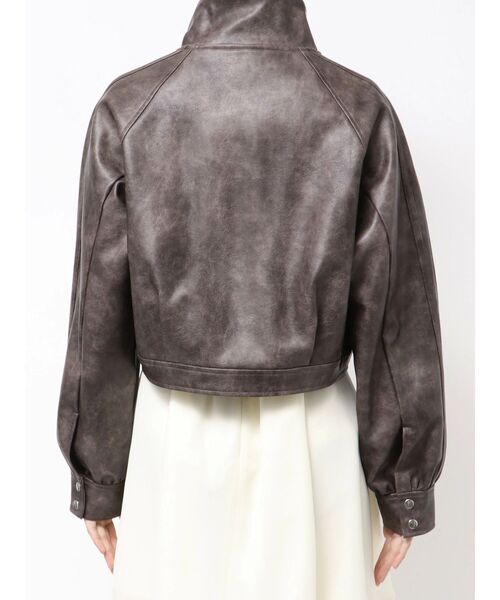 MERCURYDUO(マーキュリーデュオ)の「フェイクレザークロップドブルゾン(ブルゾン・レディース・ブラック/ブラウン・FREE)」の7枚目の写真