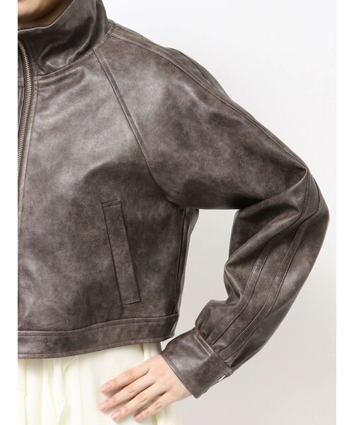 MERCURYDUO(マーキュリーデュオ)の「フェイクレザークロップドブルゾン(ブルゾン・レディース・ブラック/ブラウン・FREE)」の9枚目の写真