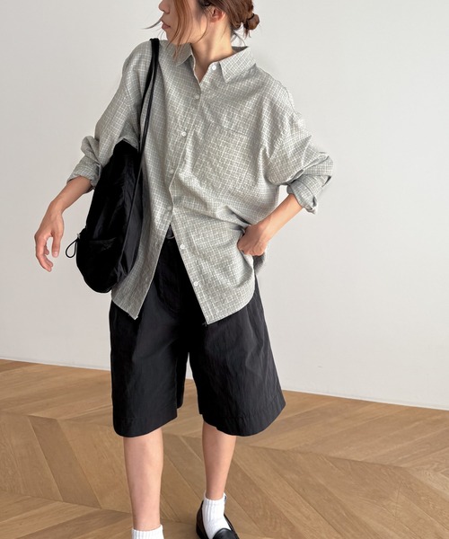 CANAL JEAN(キャナルジーン)の「El mar コットンブレンドブロックチェックシャツ(シャツ/ブラウス・レディース・グレー/ネイビー・ONE SIZE)」の1枚目の写真