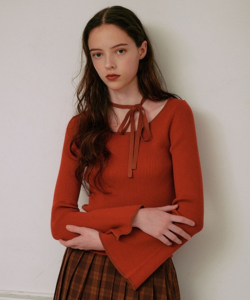 3.3 Field Trip （3.3フィールドトリップ）の「3.3 Field Trip／チョーカー付きニットロングスリーブ（ニット/セーター・レディース・ブラック/グレー/オフホワイト/レッド・FREE）」の4枚目の写真