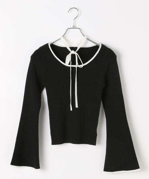 3.3 Field Trip （3.3フィールドトリップ）の「3.3 Field Trip／チョーカー付きニットロングスリーブ（ニット/セーター・レディース・ブラック/グレー/オフホワイト/レッド・FREE）」の8枚目の写真